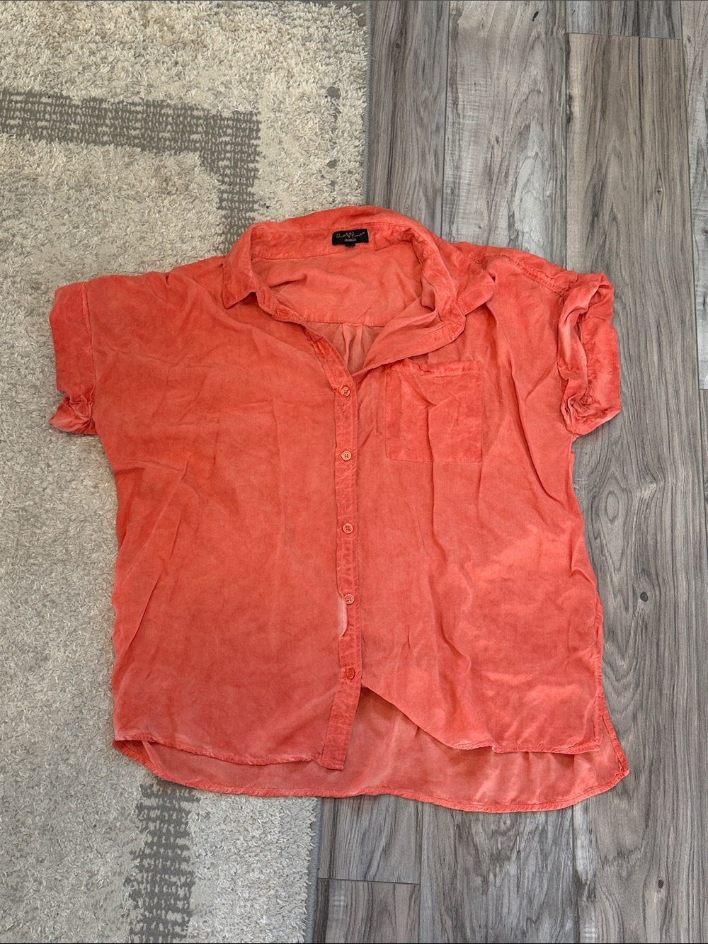 Velvet Heart Coral Button-Up Top